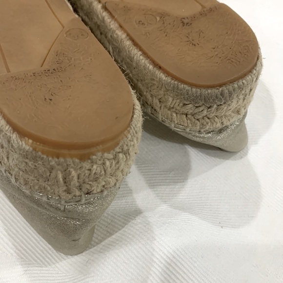 Kurt Geiger London Morella Gold Leather Espadrilles Size 38 - Picture 6 of 7